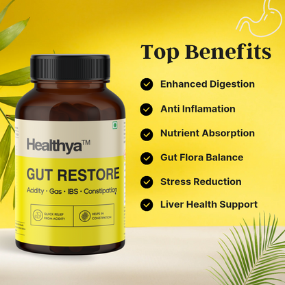 Healthya Gut Restore 60 Tablets Stop Indigestion, Gas, IBS, Stomach Pain, Better Digestion 100% Natural