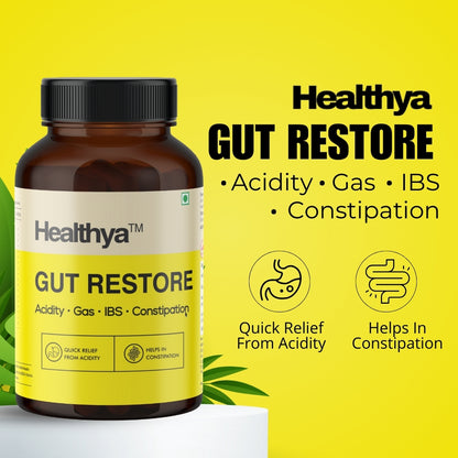 Healthya Gut Restore 60 Tablets Stop Indigestion, Gas, IBS, Stomach Pain, Better Digestion 100% Natural