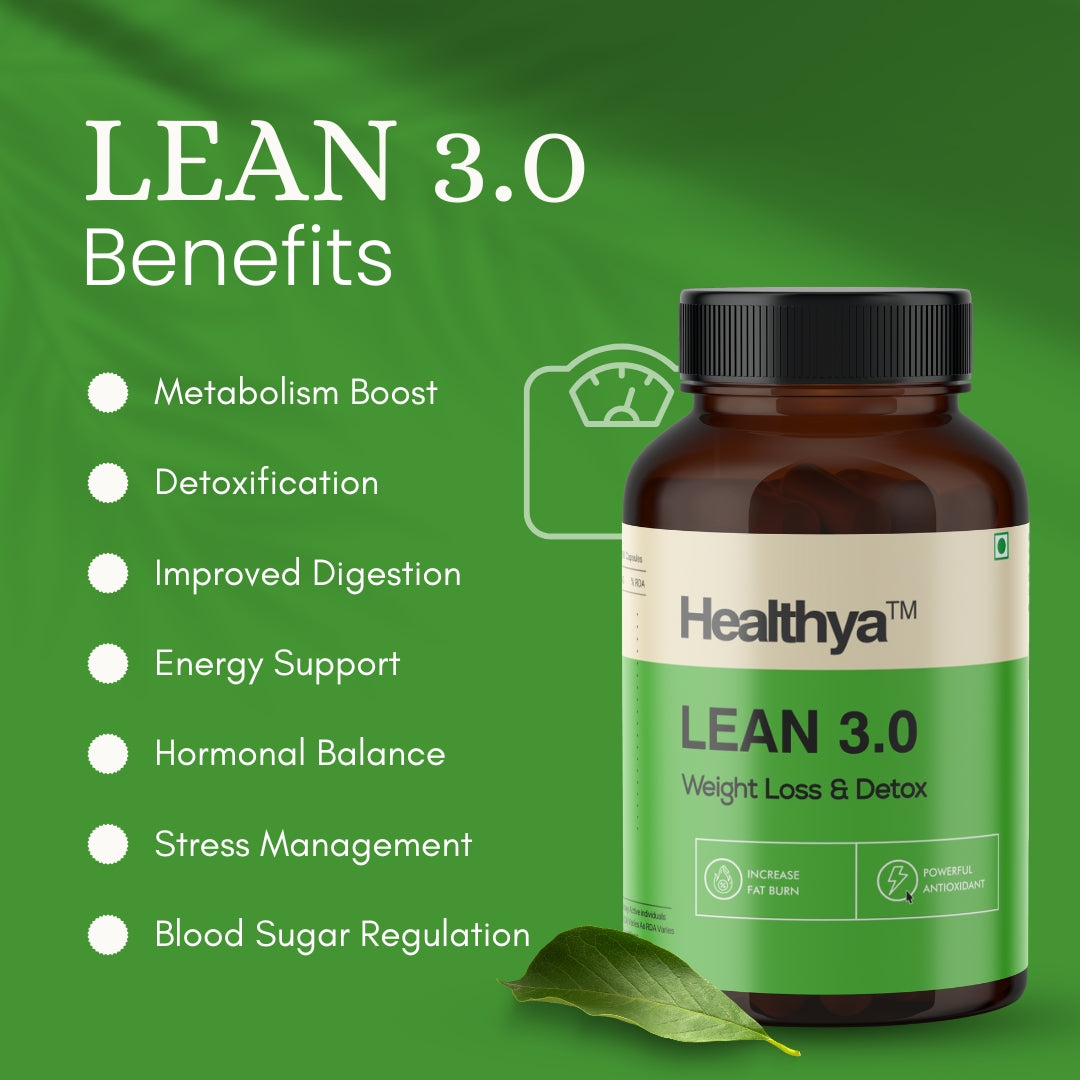 Healthya Lean 3.0 Weight Loss, Body Detox 100% Natural 18 Natural Herbs 60 Tablets